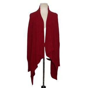 Talbots red long sleeves open front asymmetrical sweater size M